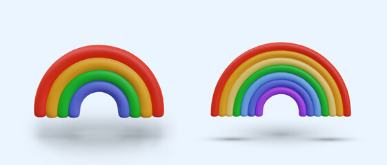Set of rainbows with different number of colors. Big and small vector object