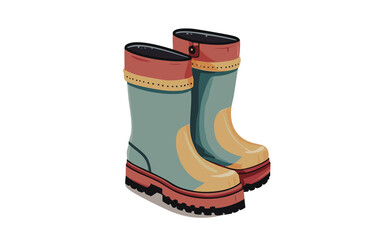 illustrazione di stivali in gomma da pioggia