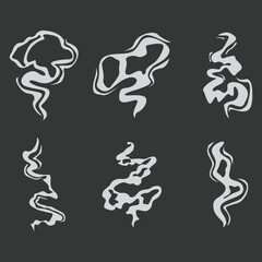 Fototapeta premium Cartoon Smoke Icon Set Vector Design.