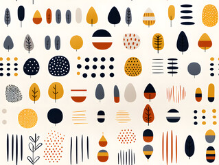 Minimalistic Scandinavian floral seamless pattern, simple hand drawn design