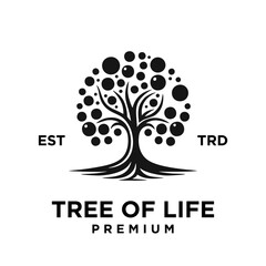 Obraz premium black tree of life icon logo on white background