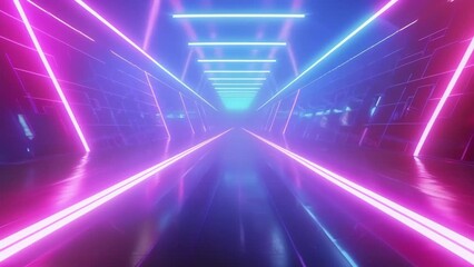 Blank mockup of an electronic album cover with a futuristic and abstract aesthetic incorporating neon lights and geometric shapes.