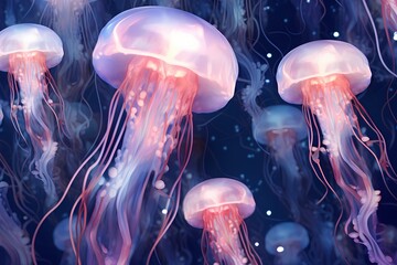 Jellyfish tentacles underwater, crafting a seamless pattern of ethereal beauty - Powered by Adobe