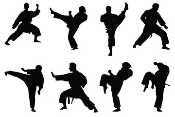 Martial arts mastery, Dynamic karate Silhouettes , Powerful Strikes of karate, High-Quality Karate Silhouettes ,  Top-Rated Karate Silhouettes Pack,Bestselling silhouette collection of karate action, 
