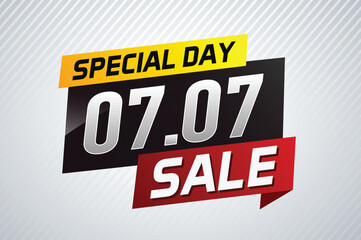 7.7 Special day sale word concept vector illustration with ribbon and 3d style for use landing page, template, ui, web, mobile app, poster, banner, flyer, background, gift card, coupon


