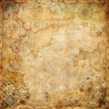 Vintage Map on Aged Paper Texture