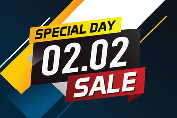 2.2 Special day sale word concept vector illustration with ribbon and 3d style for use landing page, template, ui, web, mobile app, poster, banner, flyer, background, gift card, coupon

