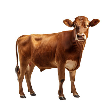 brown cow isolated on a transparent background, png