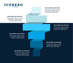 Infographic template. Abstract origami iceberg with 6 steps - obrazy, fototapety, plakaty