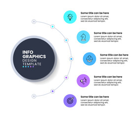 Infographic template. Circle with line and 5 steps