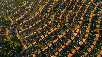 Obraz premium Aerial View of City With Houses