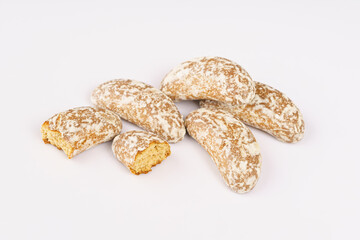 Russian specialty food bald biscuits on white background