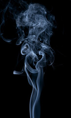 Blue smoke on a black background. - 768634334