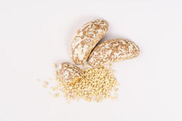 Russian specialty food bald biscuits on white background