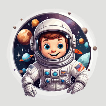 astronaut cartoon Logo Design Very Cool