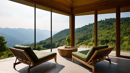 Fototapeta premium Interior sitting room on the top of mountain
