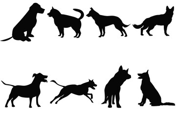  Black dogs vector ,Silhouettes of various dogs, High quality vector  of dogs in various poses,  Black  dogs vector,Top rated dog Silhouettes, various poses of dogs, Dynamic dogs