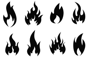Fire flame vector icon, Collection of fire and flame icons, Bonfire silhouette,  Flaming elements vectors, Flame and fire icon collection,Icons of fire flames, Bonfire and flame vector set