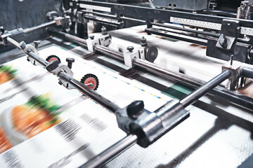 Printing, machine and paper warehouse or distribution production for newspaper press, magazine or...