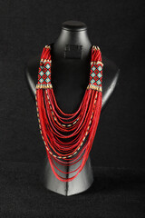 women's necklace made of colorful beads - 768636595