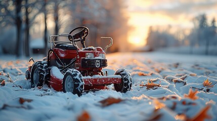 Winter lawnmower. Generative AI. - obrazy, fototapety, plakaty