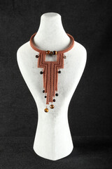 women's necklace made of colorful beads - 768638153
