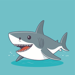 Shark simple style flat cartoon illustration vector design