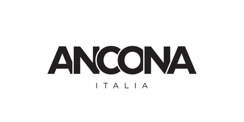Ancona in the Italia emblem. The design features a geometric style, vector illustration with bold typography in a modern font. The graphic slogan lettering.