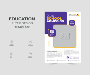  School admission flyer design, education flyer template, kids education admission leaflet, a4 education flyer with print ready, poster.