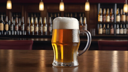 a mug of beer at the bar or beer store