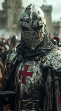 guerrier templier avec armure style r&eacute;aliste