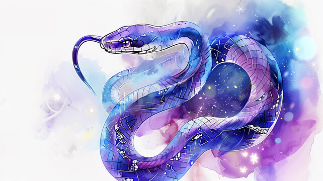 Watercolor image of a snake