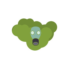 gas mask icon, gas cloud, on a white background, vector illustration