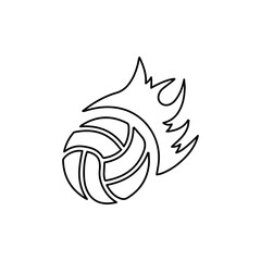 volleyball ball icon, flame, on a white background, vector illustration