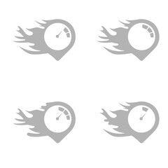 speedometer icon, flame, speed, on a white background, vector illustration