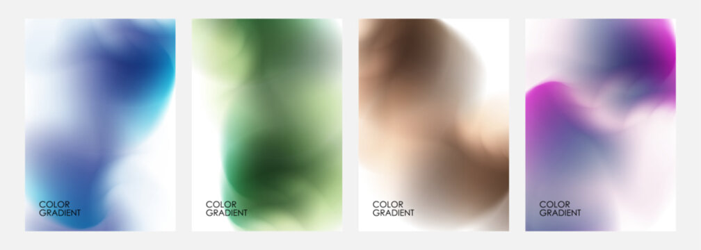 Blurred backgrounds. Set of bright color gradients. Defocused stains for creative graphic design. Vector illustration.