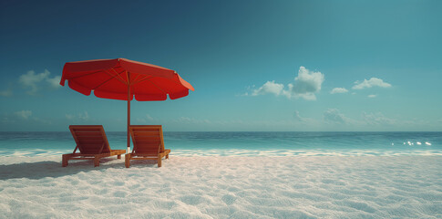 A beautiful sea beach with a blue sky and a sunny day