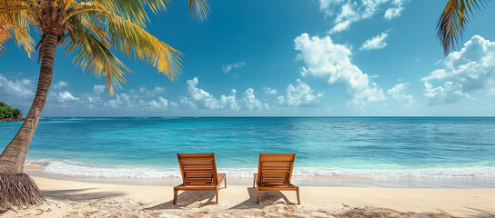 A beautiful sea beach with a blue sky and a sunny day