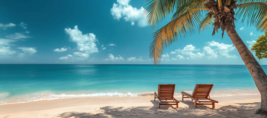A beautiful sea beach with a blue sky and a sunny day