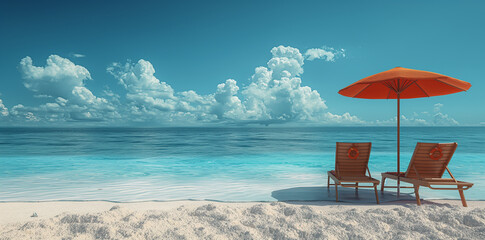 A beautiful sea beach with a blue sky and a sunny day