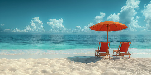 A beautiful sea beach with a blue sky and a sunny day