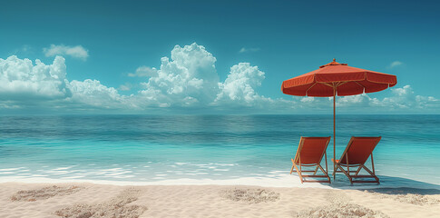 A beautiful sea beach with a blue sky and a sunny day