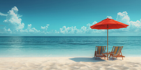 A beautiful sea beach with a blue sky and a sunny day
