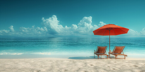 A beautiful sea beach with a blue sky and a sunny day