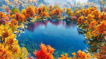 Allegheny Autumn: The Lake Reflects a Kaleidoscope of Fall, A Serene Encounter With Natures Artistry