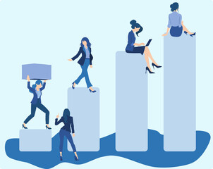 成長する女性実業家のイラスト