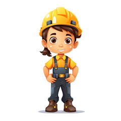 Fototapeta premium Illustration of a cute boy posing as a Mine worker, labor, engineer 