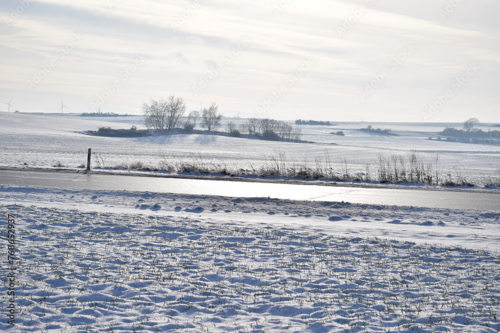 Wall mural icy winter road