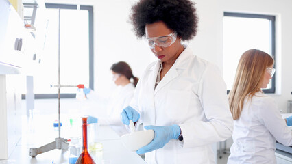 Female scientist working at the lab