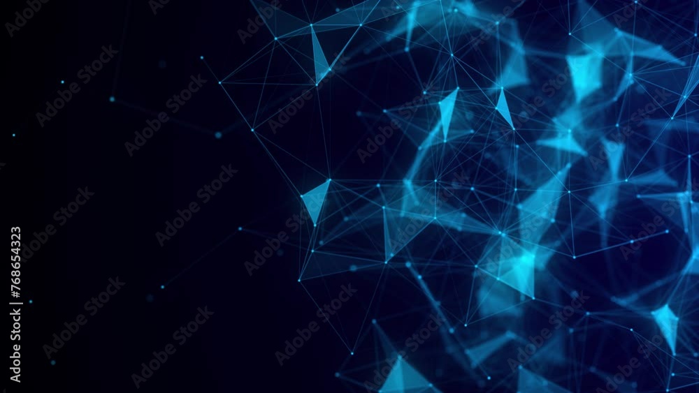 Aufkleber Network connection structure. Blue science background. Abstract digital background. Big data visualization. 3d rendering.